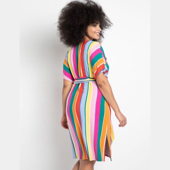 ELOQUII Rainbow Wrap Around Dress size 28 Plus - Picture 2 of 7